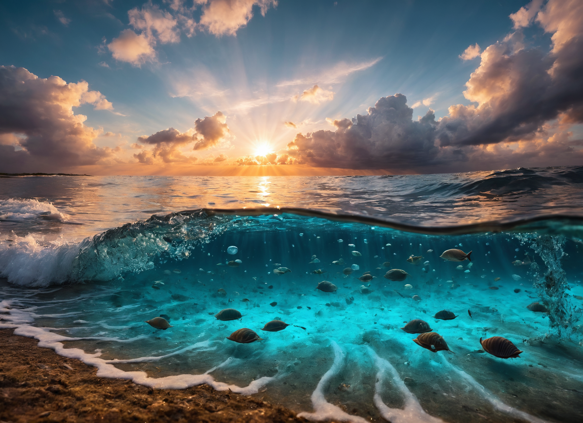 视觉奇特的沙滩海洋晚霞,immaculate composition,action shot,conveying an understanding beyond words,Shot on a Canon EOS R5,adds depth and complexity to the scene,hybrid,(zoomorphism Style:1.4),((wildlife photography)),expressive translucent eyes,(((a housed mystical stunning Zoomorphic creature))),soft lighting,breathtaking,highly detailed,award-winning,((Zoomorphic fusion creature:1.3)),cinematic still shot,kodachrome,uhd,colorful,panorama,scale,real background in the field,masterpiece,realistic style,real photography photos,special effects,(water drops),(beautiful detailed water),(floating),dynamic angle,waves,wind,((glistening light of waves)),(detailed sunset glow),(floating flow),(coral),(coast),beautiful detailed sky,(fluorescence),detailed shadow,beautiful detailed water,meteor,(splash),detailed cloud,shell,conch,starfish,(((Fantastic Beasts))),