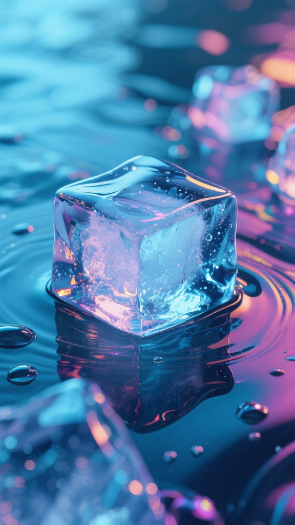 背景图-冰块背景,适合做手机背景的超高清图片,有冰块、有水,色彩酷炫,很清凉,很清新的图片,高级感