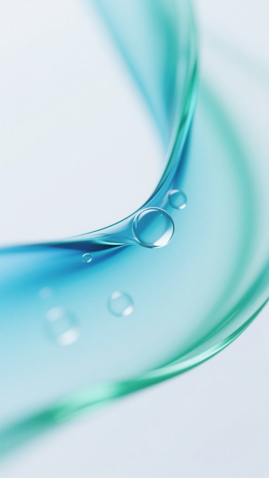 背景图-渐变水珠背景,蓝绿渐变线条,水珠,溶解,扩散,融合,渗透,透明,自然过渡,大量留白,清爽,舒适,高清渲染。
