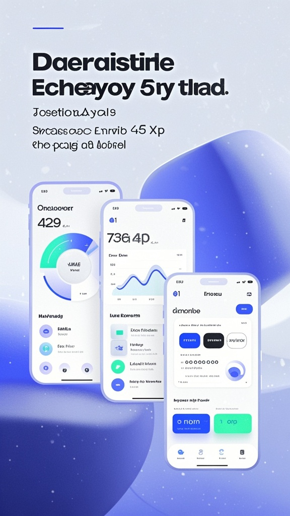 UI手机效果图,杰作,原创,高质量,8k,一款数据查看app应用界面,科技感风格界面,极简,app,mobile,UI,UX,用户界面设计,毛玻璃,轻质感图标,卡片,弥散投影,未来感,三个页面,首页,重设计,年轻化设计,留白,高对比,文字对比,大小对比,颜色对比,ins,behance,英文