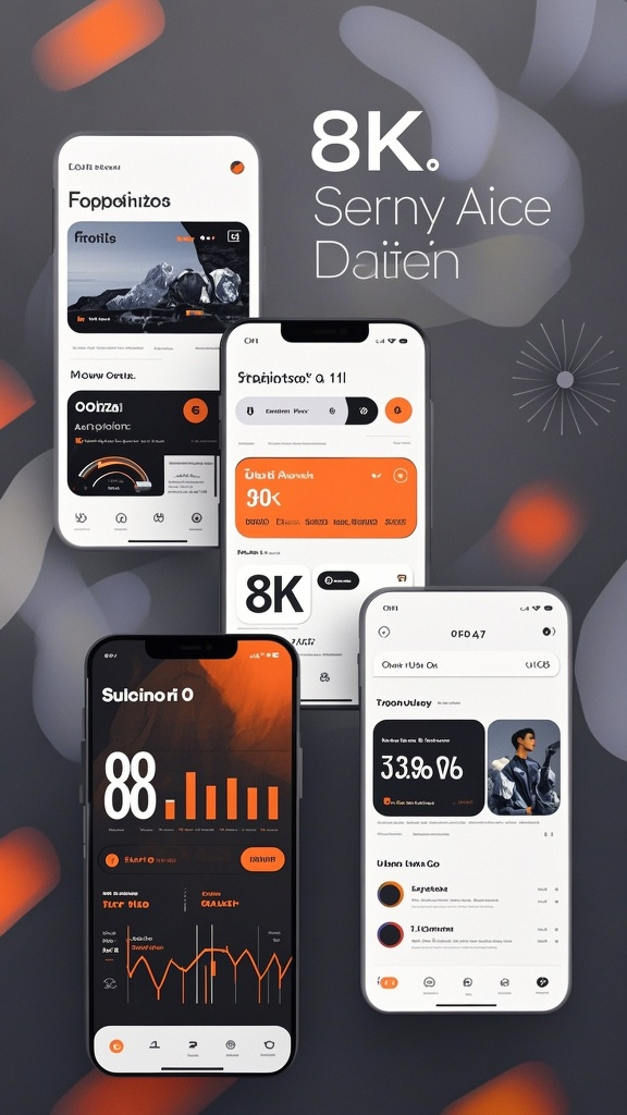 UI手机效果图,杰作,原创,高质量,8k,一款数据查看app应用界面,杂志风格界面,极简,app,mobile,UI,UX,用户界面设计,毛玻璃,轻质感图标,卡片,弥散投影,未来感,三个页面,首页,重设计,年轻化设计,留白,高对比,文字对比,大小对比,颜色对比,ins,behance