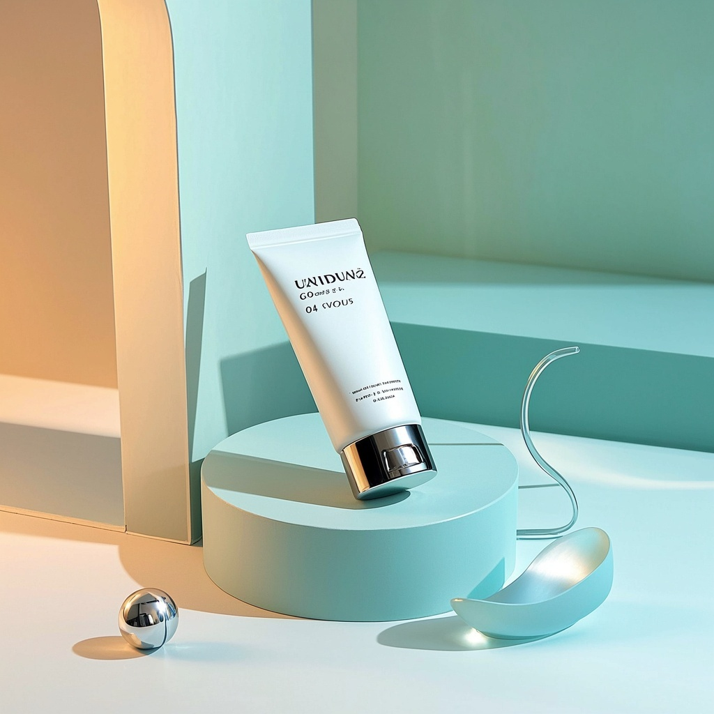 电商主图护手霜,Minimalist stage design for skin care products serenity,stagefocus,A single product stage was placed in themiddle ,digitalenvironment,C4D OctaneRender andBlenderStudio lightinghighquality, ultra-high definition,32KUHD