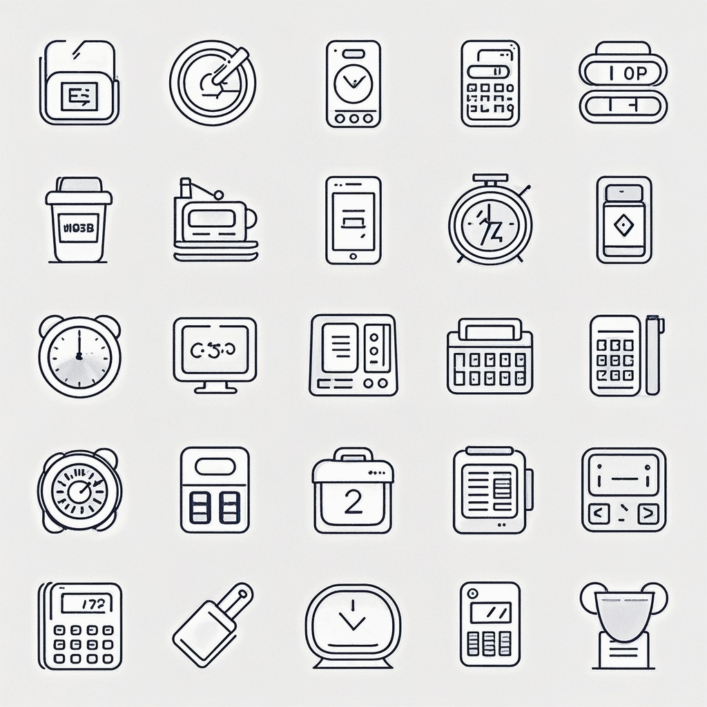 线性家居数码电子图标,icon图标 生活用品 细线条 线性 50个 白色背景 8k 商业插画