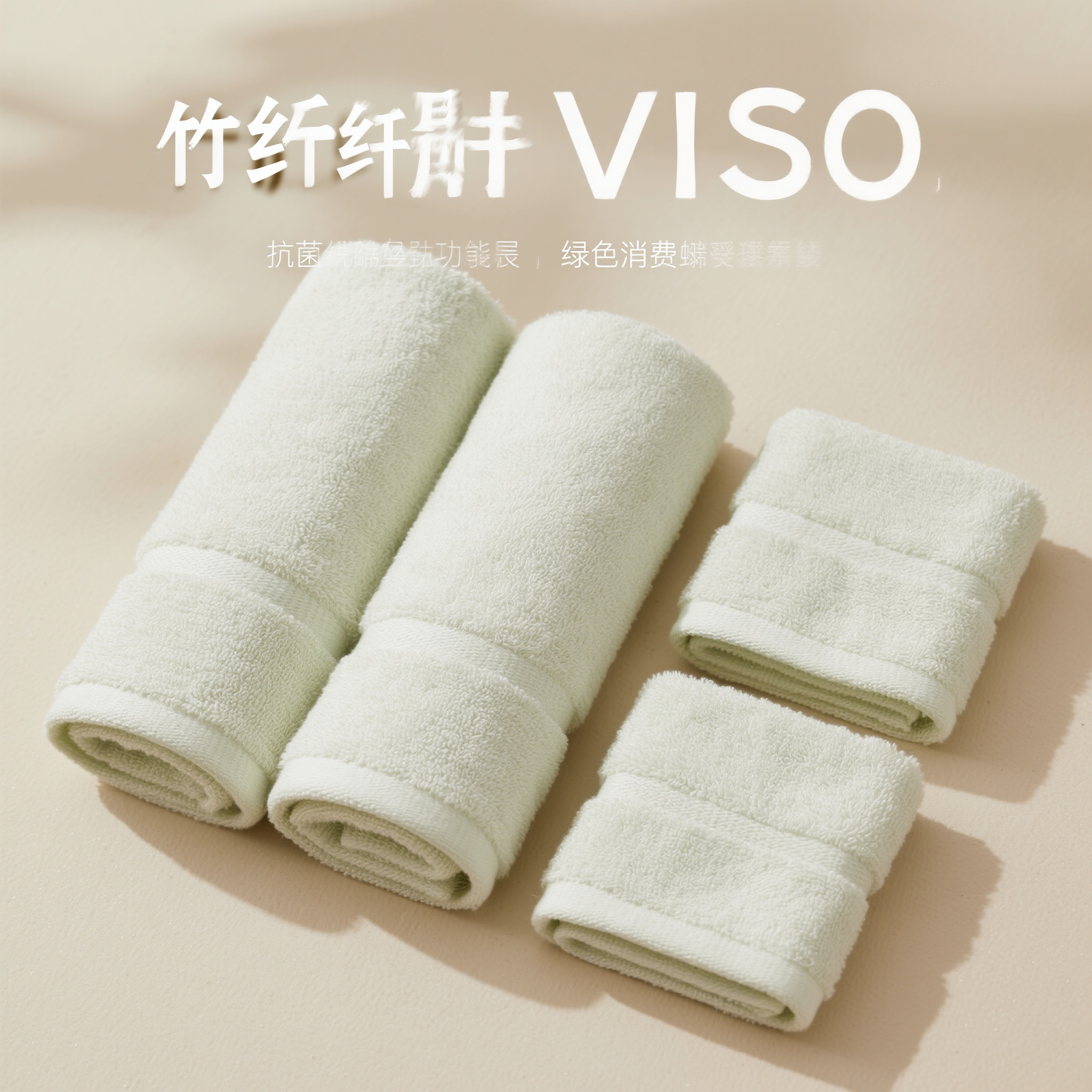 电商主图毛巾,竹纤维毛巾套装,柔软亲肤触感,抗菌除臭功能,天然环保材料,家纺用品展示,居家生活必需,健康卫生理念,可持续发展,绿色消费选择,舒适使用体验