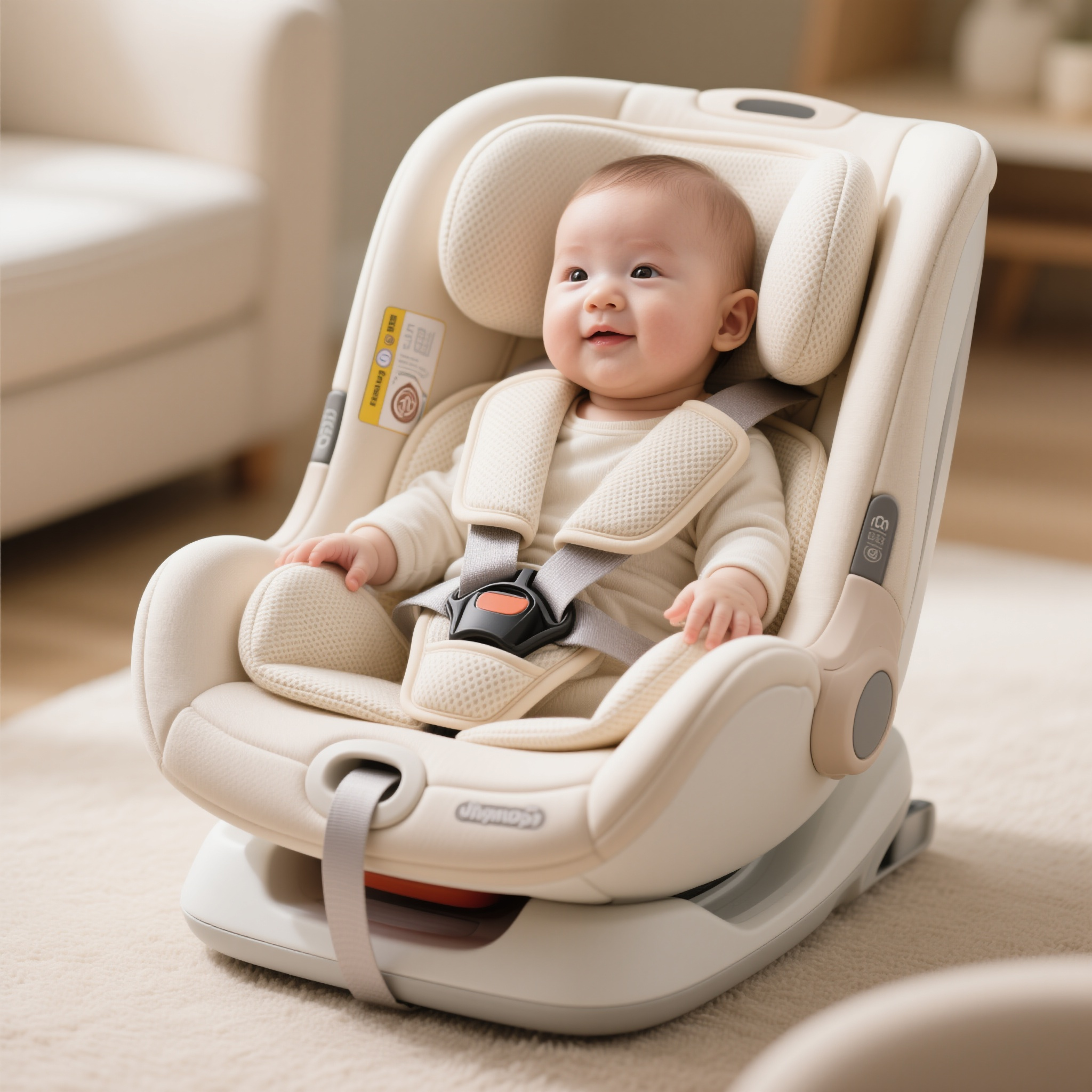 电商主图宝宝椅子,婴儿安全座椅展示,柔软透气面料,五点式安全带,侧面防撞保护,儿童用品专业,母婴产品摄影,安全可靠设计,人性化细节,家庭关爱体现,品质保障突出