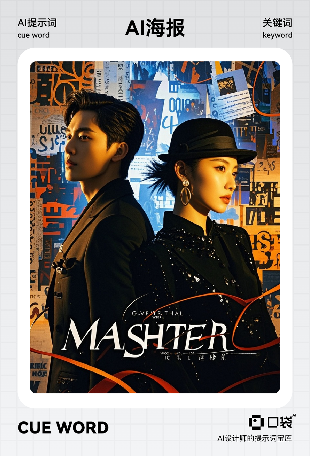 口袋-背对背的时尚情侣,国际海报,cg艺术人像摄影,镜头语言,画面给人很强的故事感。散焦。多重曝光,艺术美学,戏剧性灯光,时尚艺术,概念艺术,极具艺术的现代海报设计的排版和构图形式,大师海报作品。