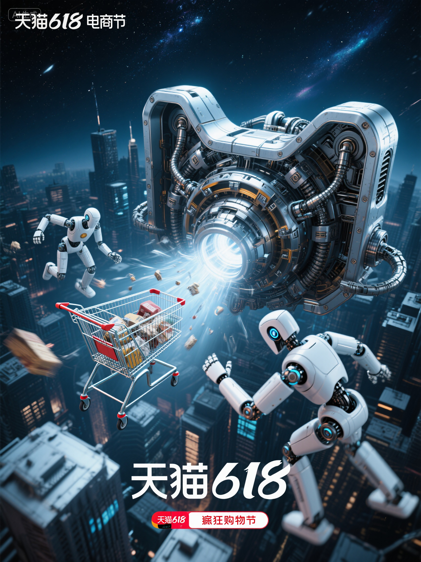 电商海报 (6),做一个天猫 618 的电商海报,机械风格